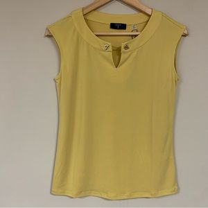 TAHARI Mustard Yellow Top Women XS L Sleeveless Tank Shirt V Neck Stretch Spring
